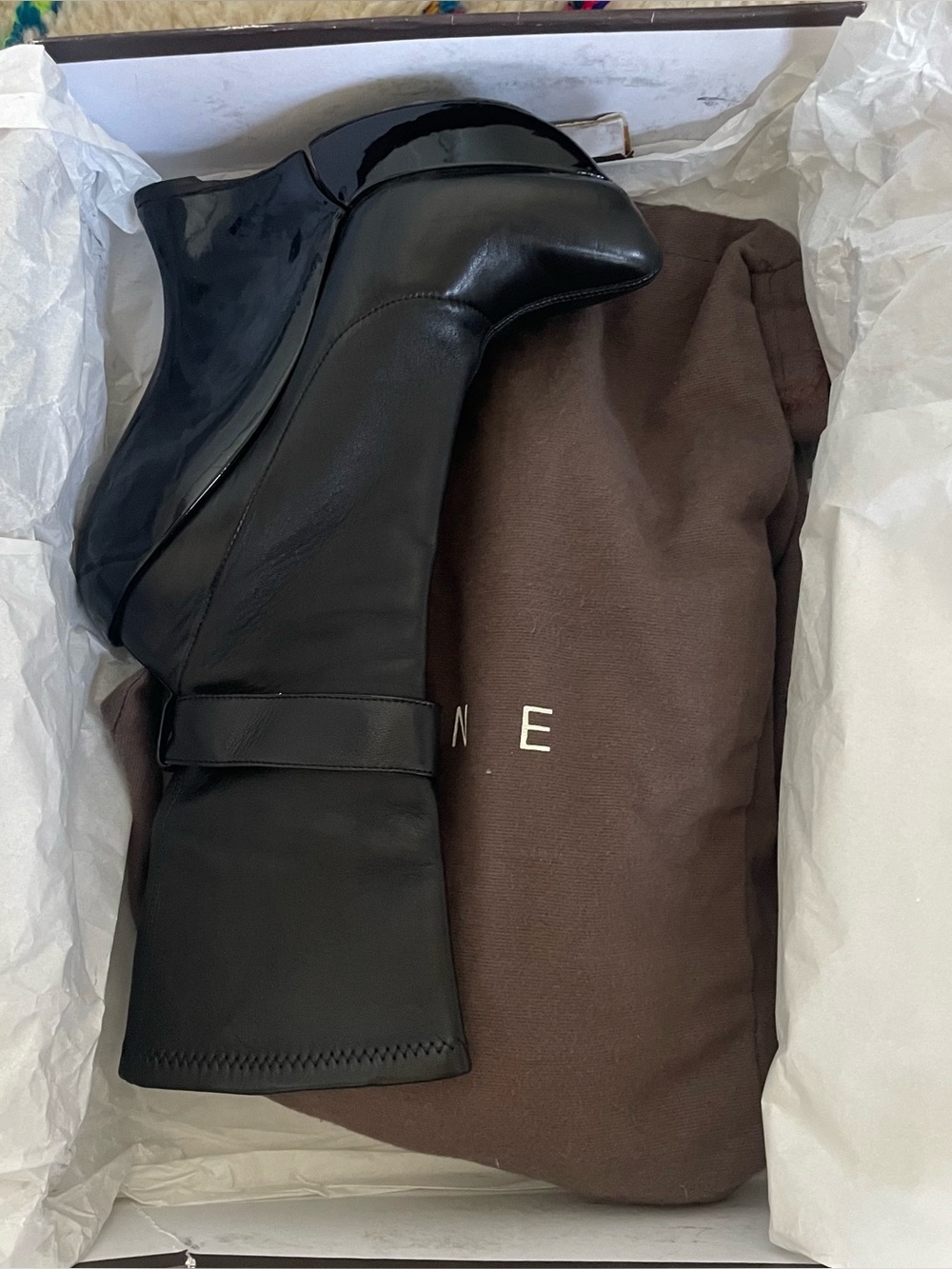 CELINE FW2008 Black Leather Wedge Ankle Boots